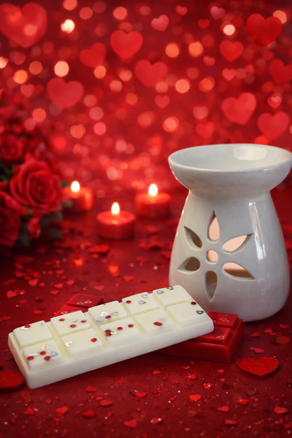 Chocolate melts bar Valentine’s handmade soia alb roșu Lotis Ritual